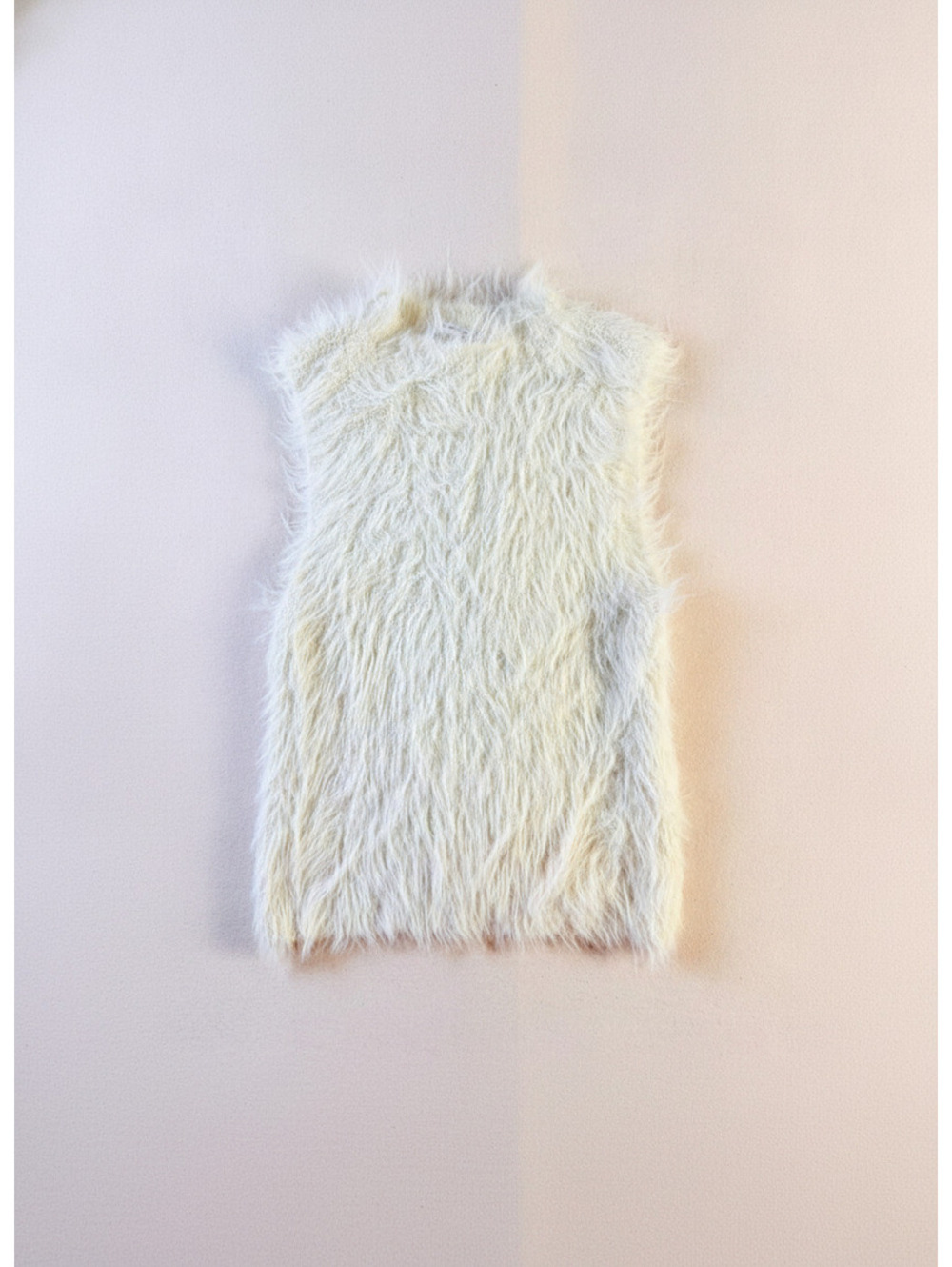 Zara Cream Shaggy Faux Fur Vest Size M Boho Y2K Layering
